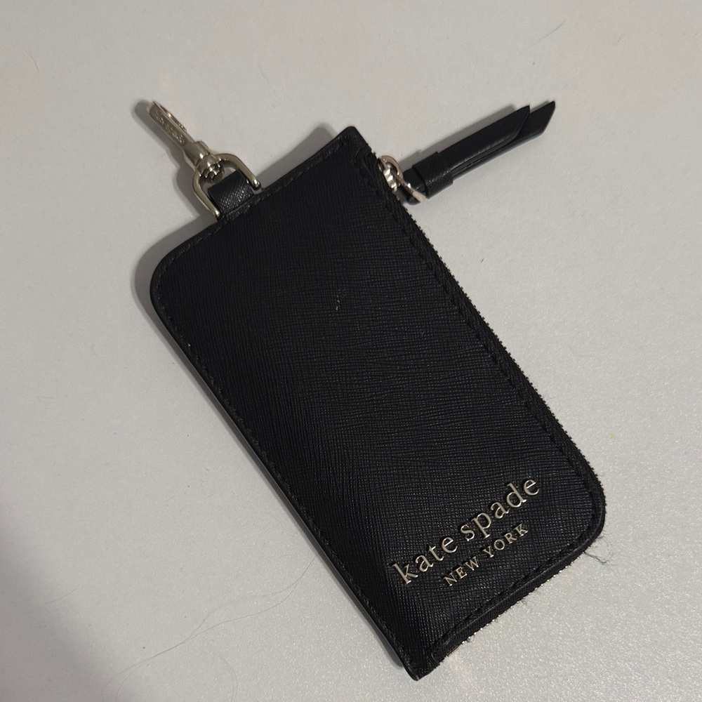 Kate Spade Black Leather Keychain Card Holder